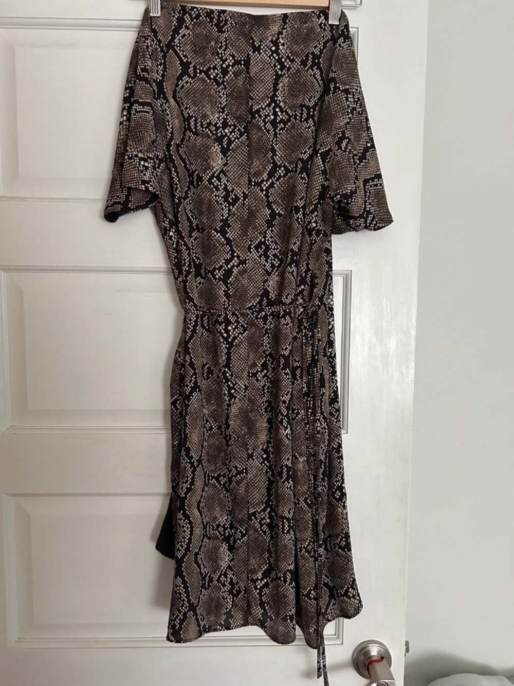 Aritzia Grey-Black Snakeskin Wrap Midi Dress – Size S